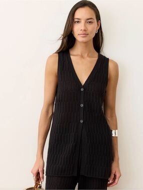 NWT Marine Layer M Ray Sweater Vest, Black